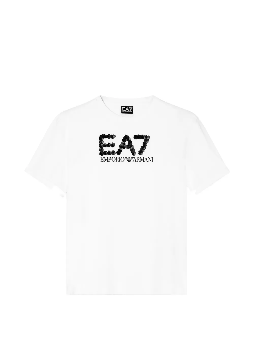 Ea7 Emporio Armani T-shirt con logo di paillettes - Bianco