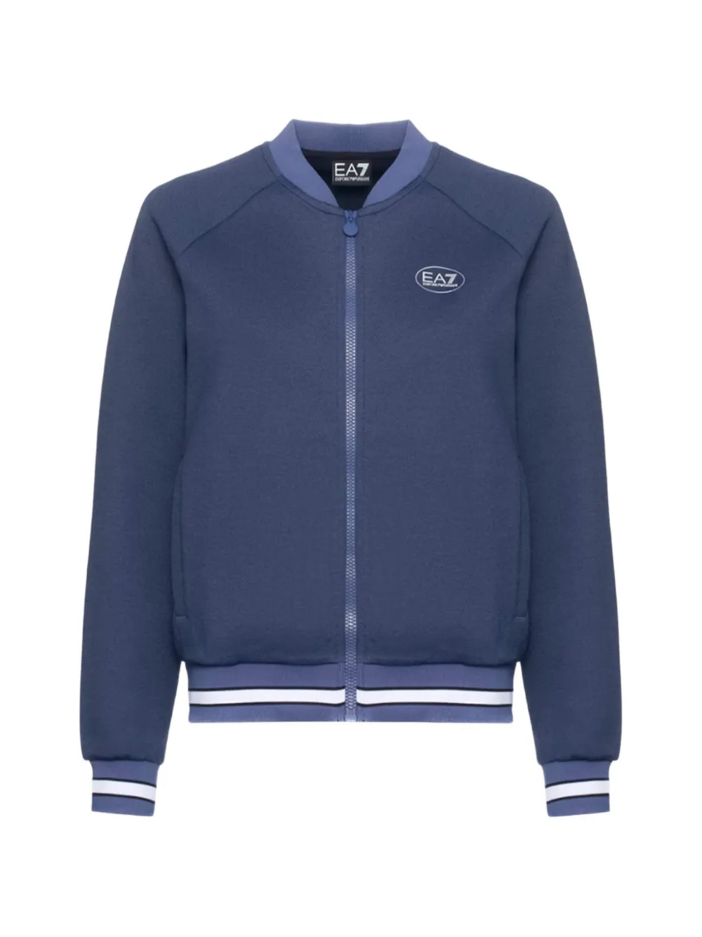 Ea7 Emporio Armani logo-print zip-up bomber jacket - Blu