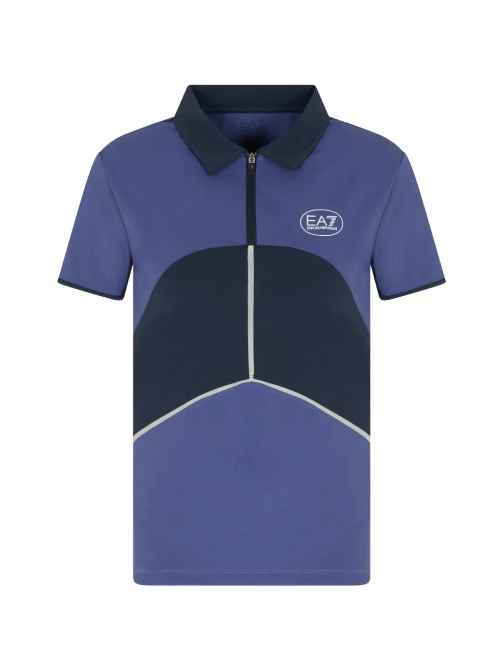 Ea7 Emporio Armani zip-fastening logo-print polo top - Blau