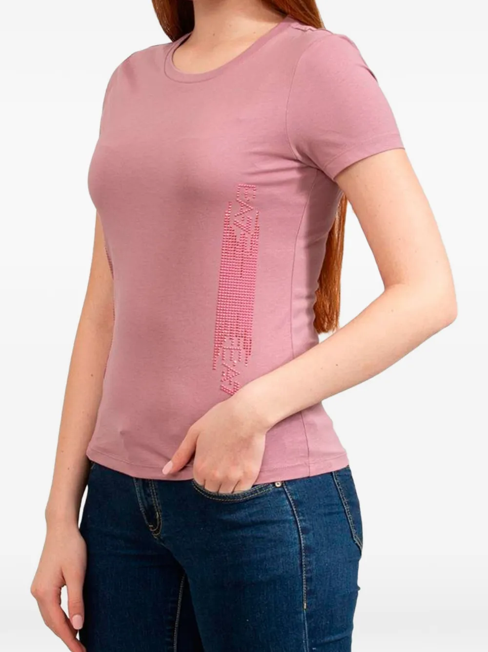 Ea7 Emporio Armani T-shirt verfraaid met stras Roze