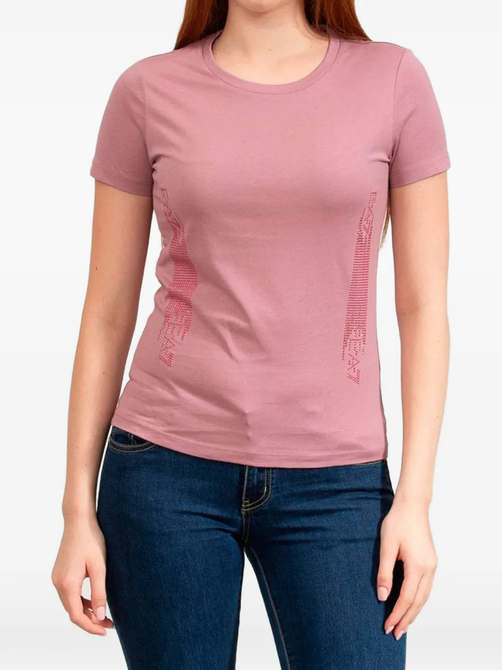 Ea7 Emporio Armani rhinestone-embellished T-shirt - Rosa