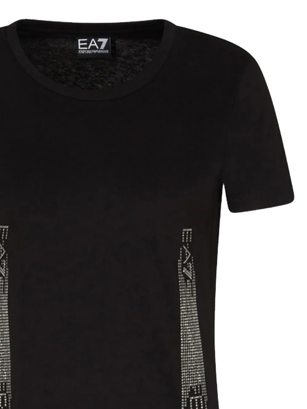 Ea7 Emporio Armani T-shirt verfraaid met stras en korte mouwen Zwart