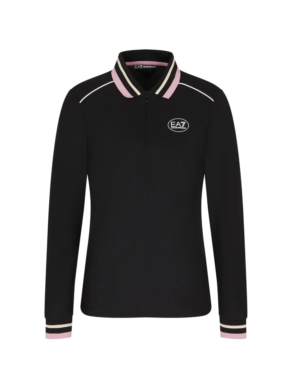 Ea7 Emporio Armani logo-print zip-up polo shirt - Nero