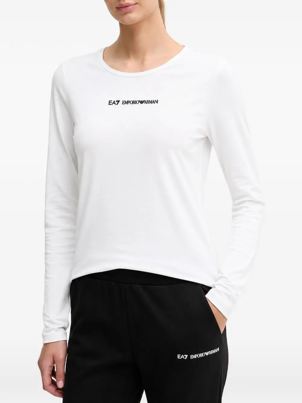 Ea7 Emporio Armani T-shirt a maniche lunghe con logo - Bianco