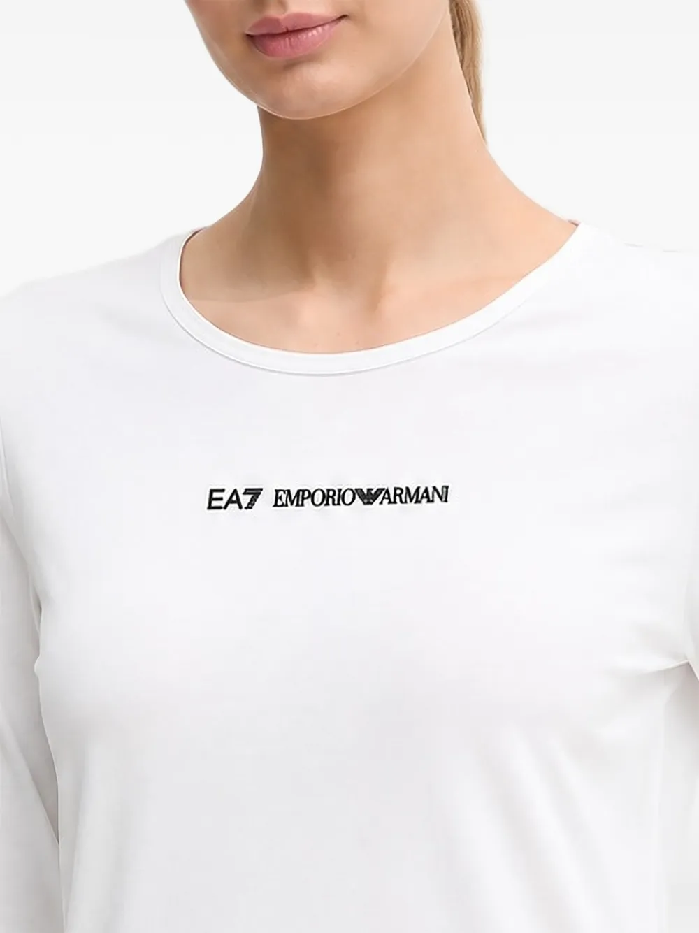 Ea7 Emporio Armani T-shirt met lange mouwen en logo-print Wit