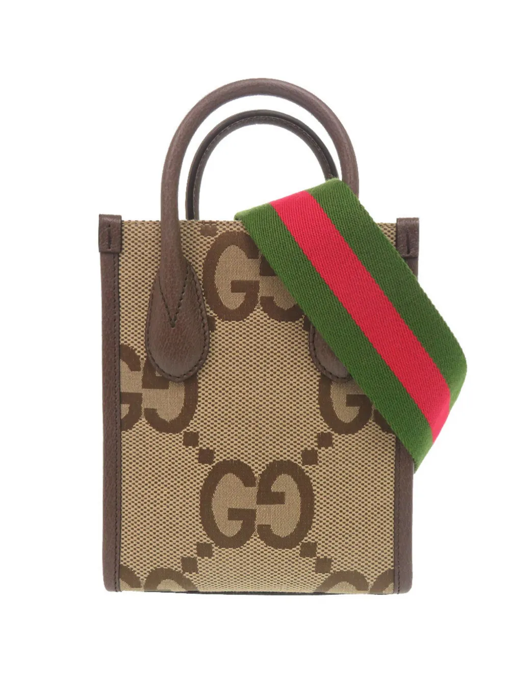 Gucci Pre-Owned 2016-2026 mini Web-Satchel aus Jumbo GG Canvas - Nude