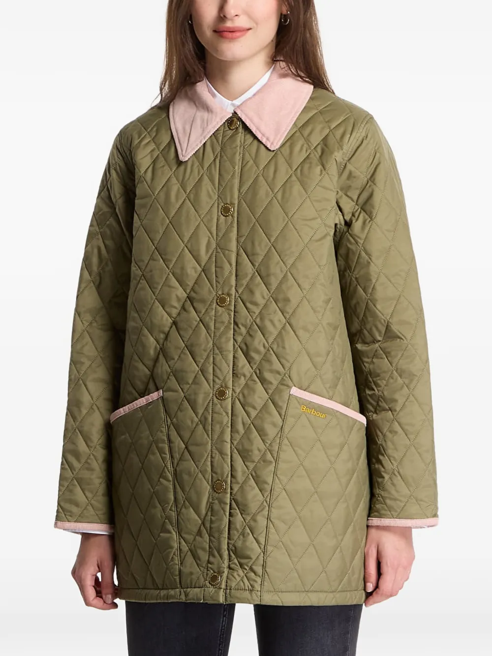 Barbour Liddesdale quilted corduroy-collar jacket - Verde