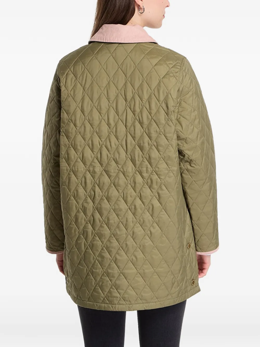 Barbour Liddesdale gewatteerd jack met ribfluwelen kraag Groen