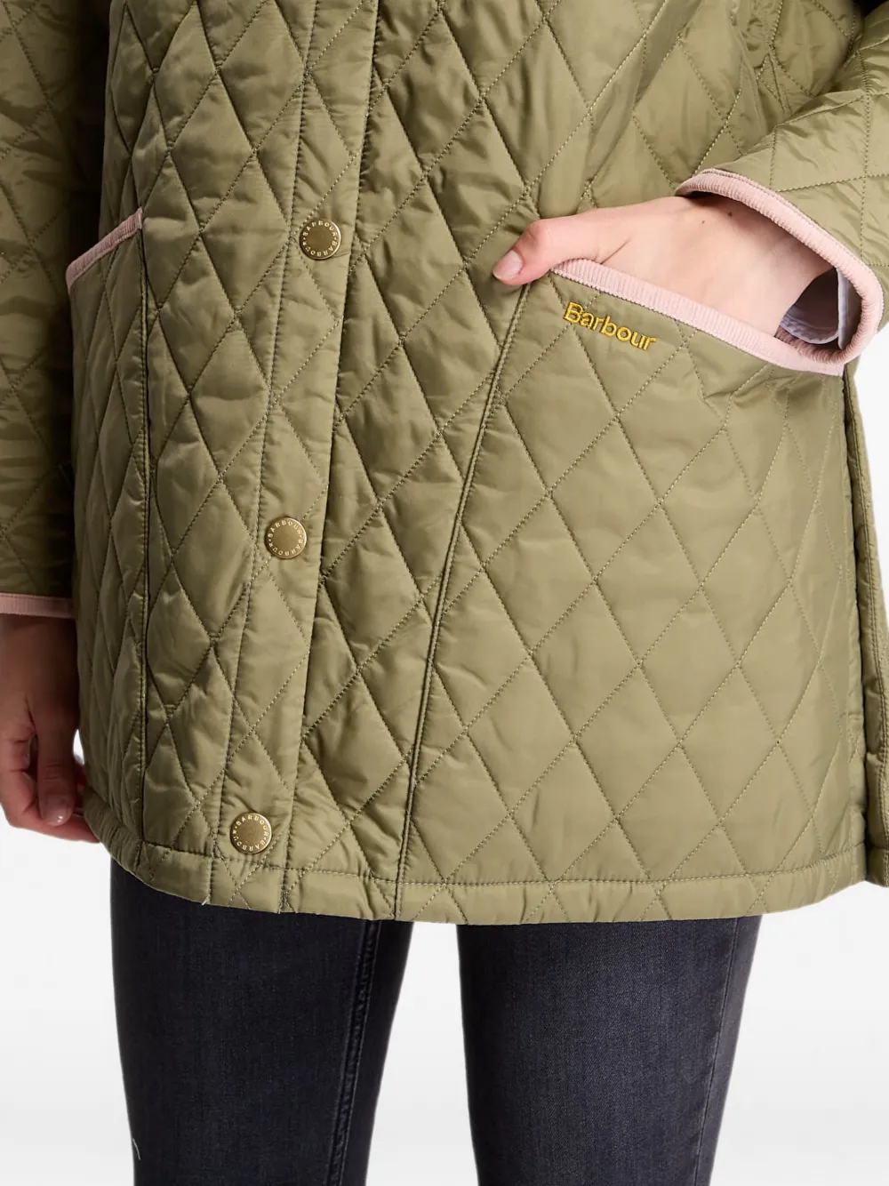 Barbour Liddesdale gewatteerd jack met ribfluwelen kraag Groen