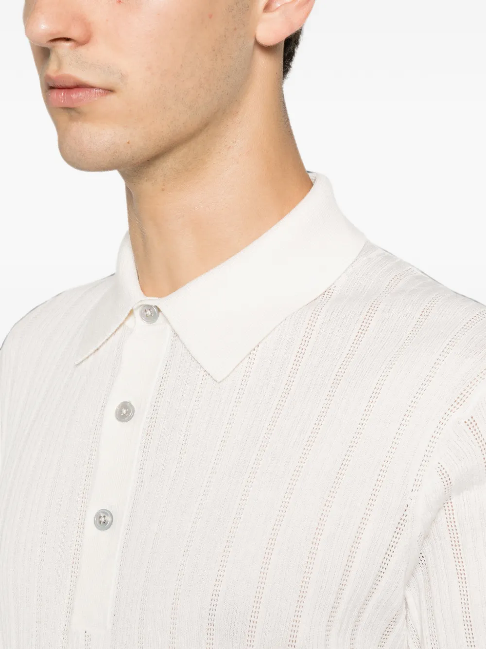 TOM FORD Ribgebreid poloshirt Beige