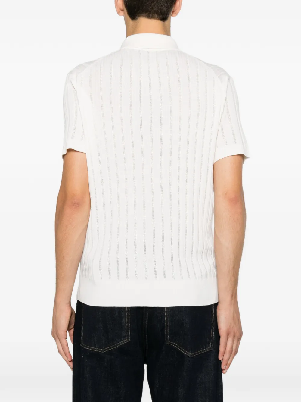 TOM FORD Ribgebreid poloshirt Beige
