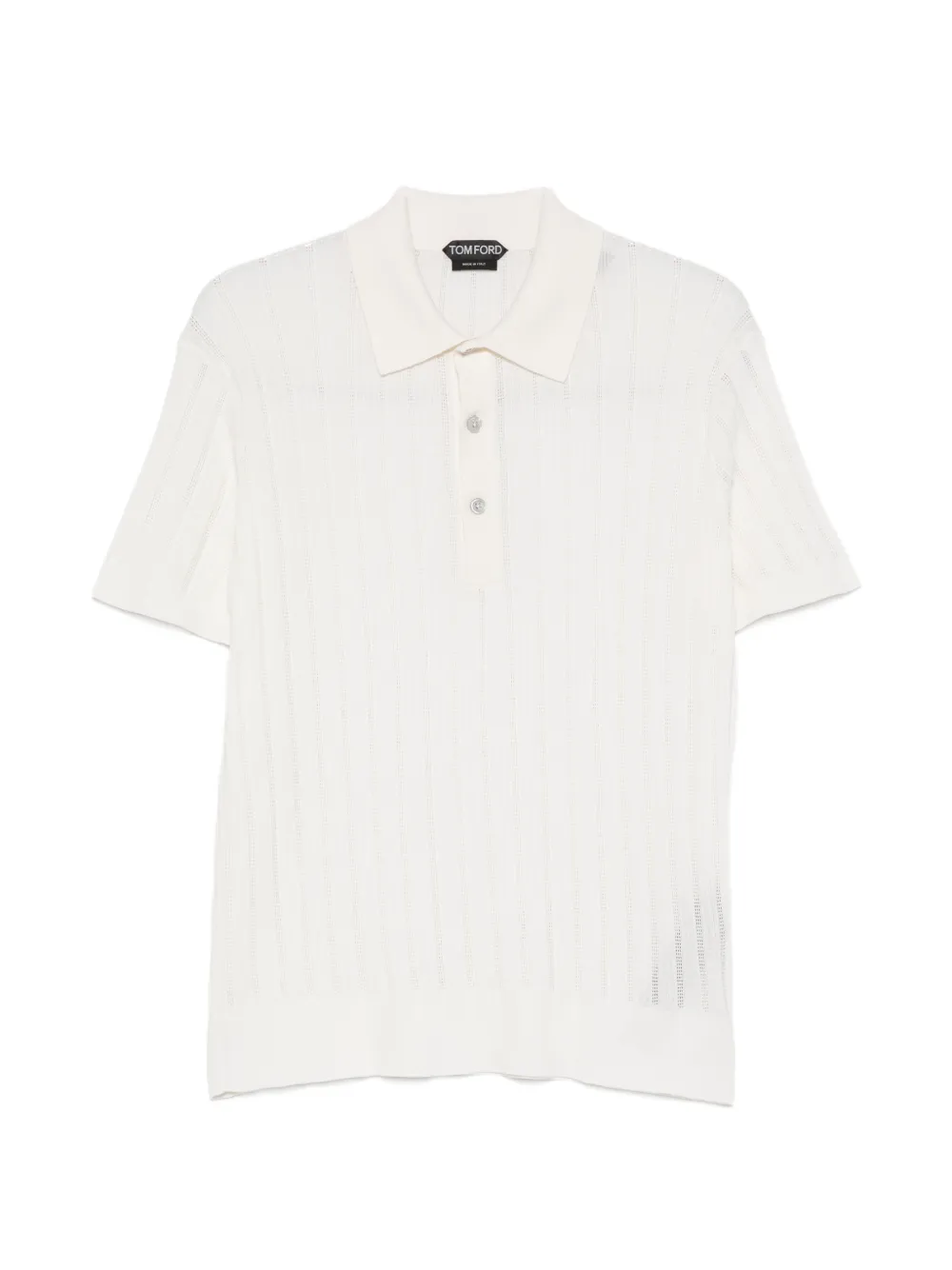 TOM FORD ribbed-knit short-sleeve polo shirt - Toni neutri