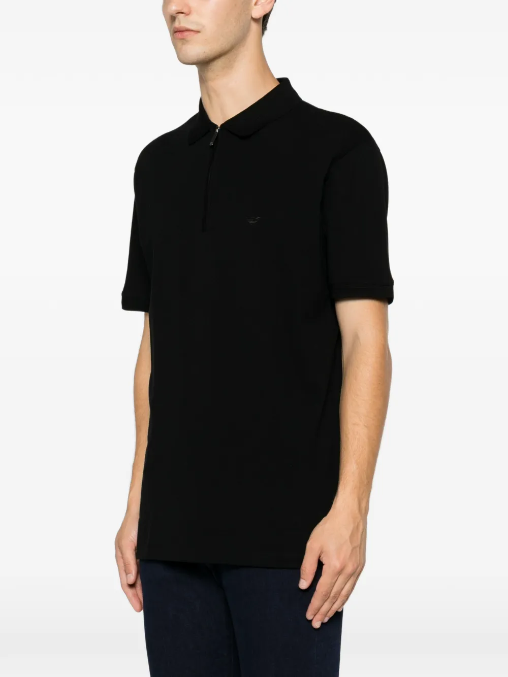 Emporio Armani Poloshirt met logopatch en ritssluiting Zwart