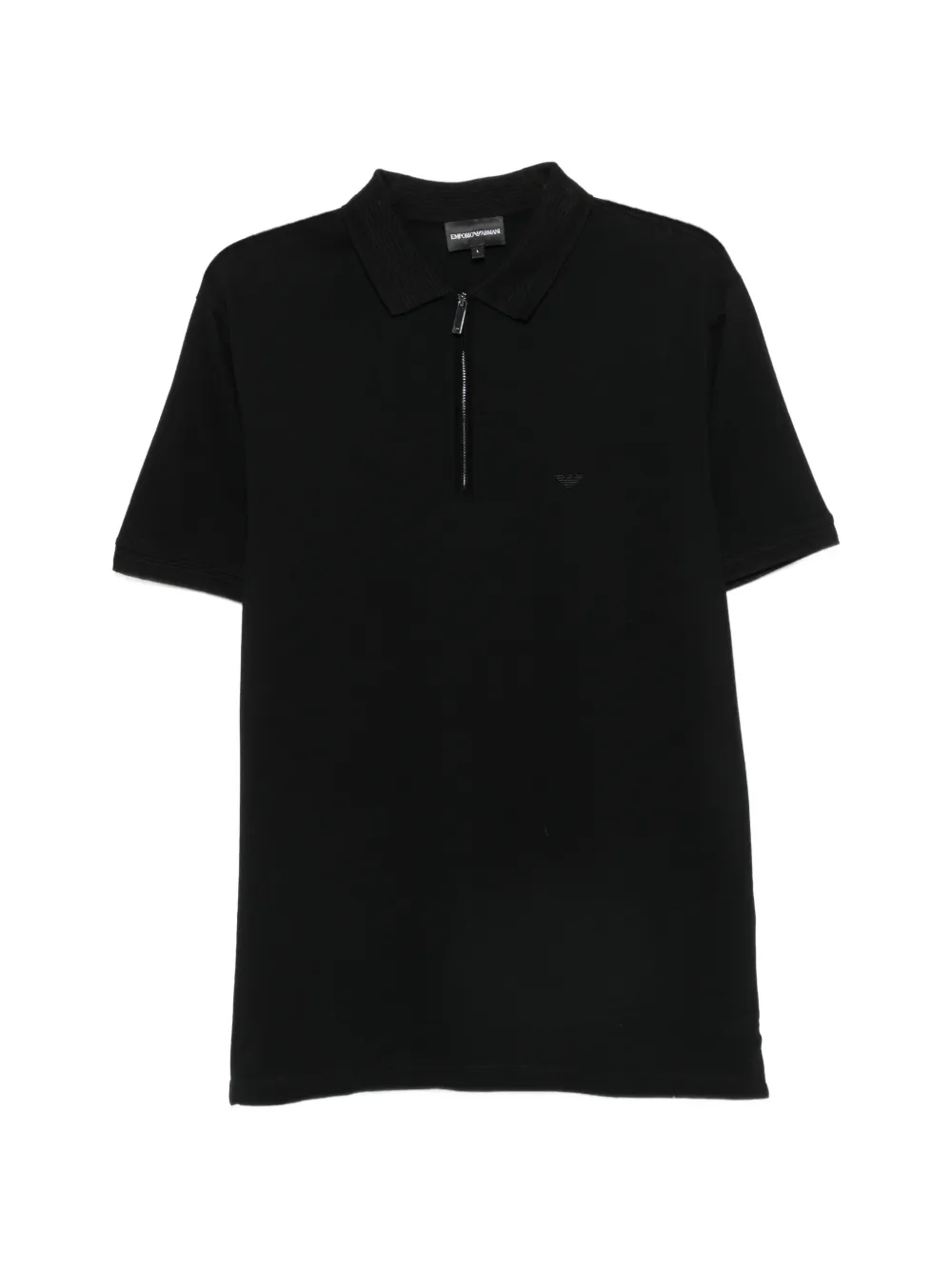 Emporio Armani zip-fastening logo-patch polo shirt - Nero