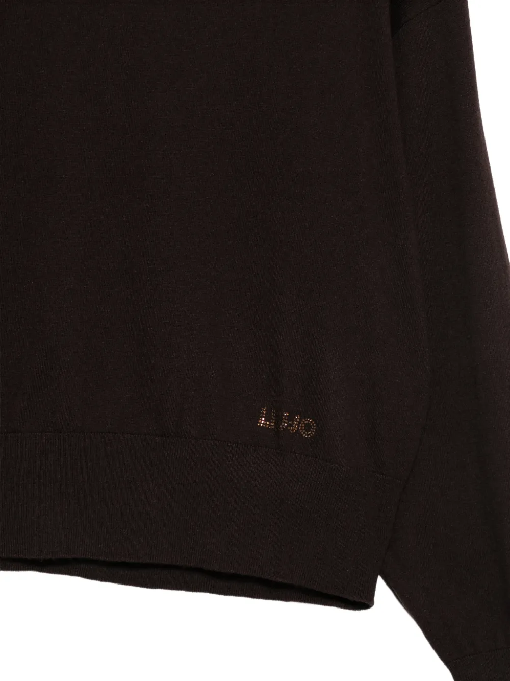 LIU JO Sweater met gestrikte hals en logo van stras Bruin