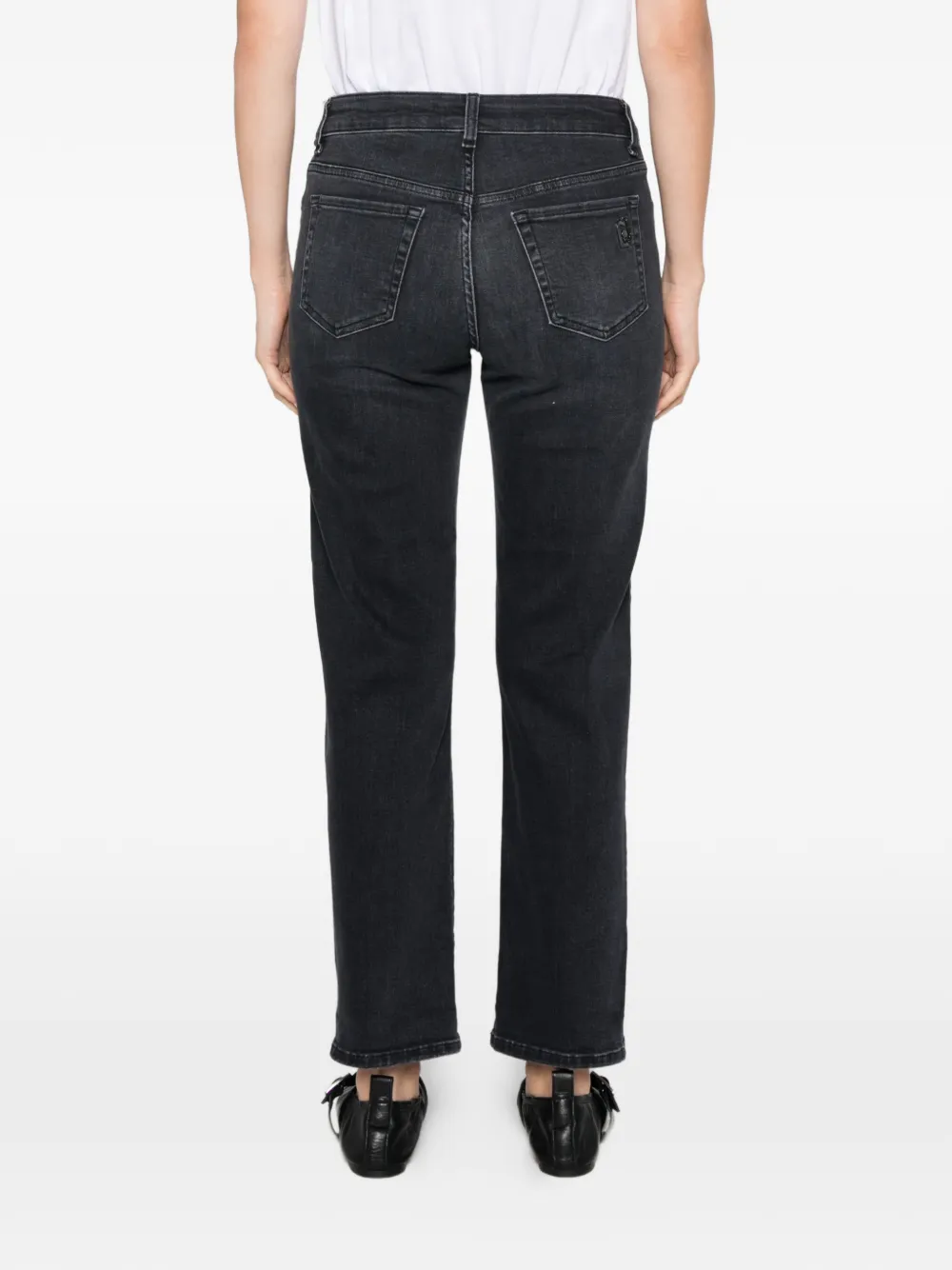 LIU JO Jeans met logoplakkaat en verwassen effect Zwart