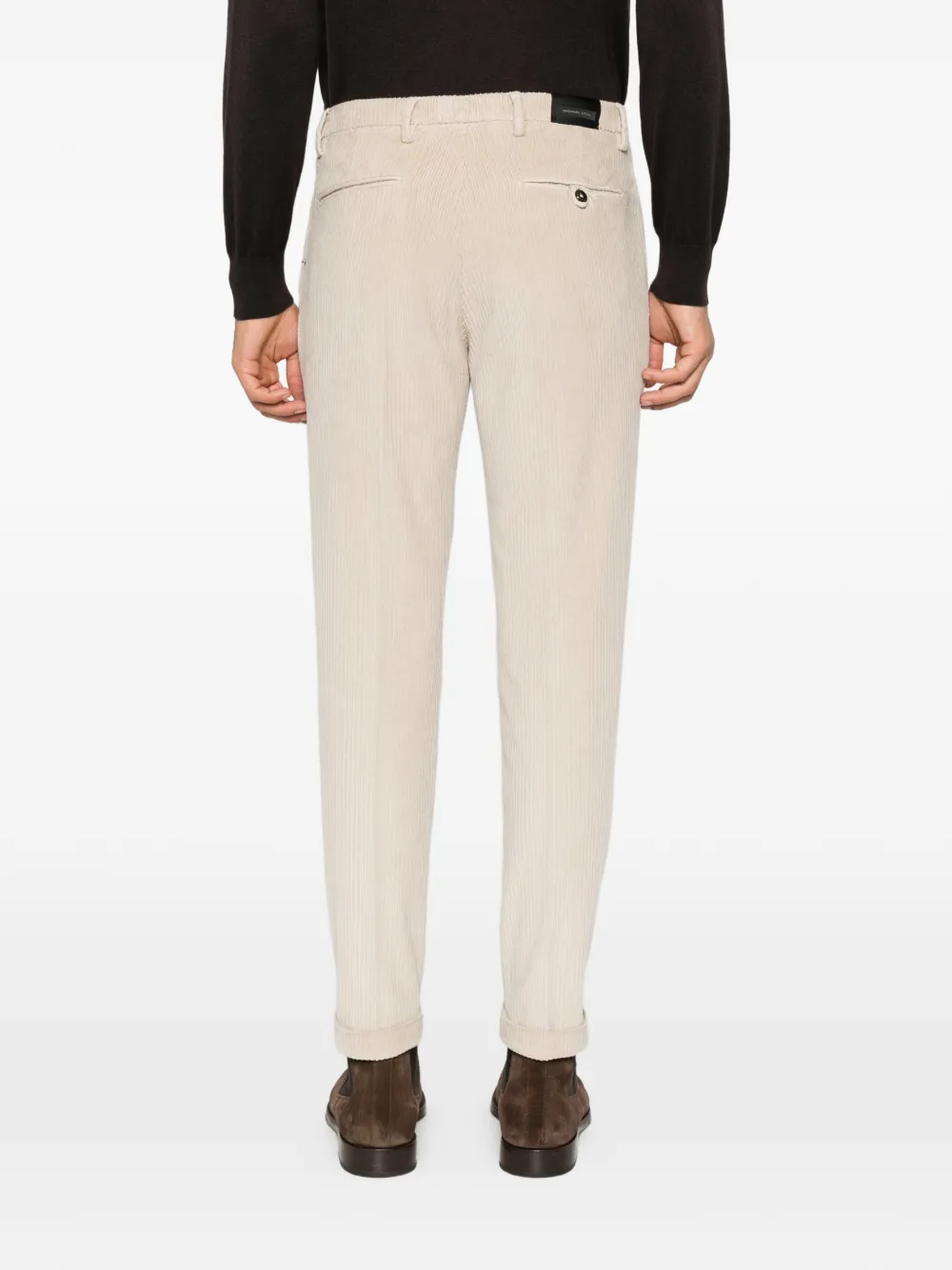 michael coal corduroy pleated trousers Beige