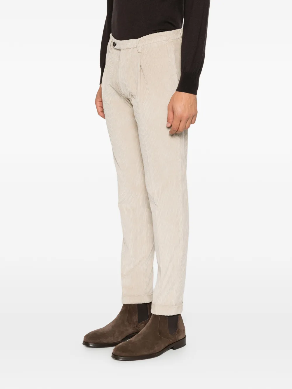 michael coal corduroy pleated trousers Beige