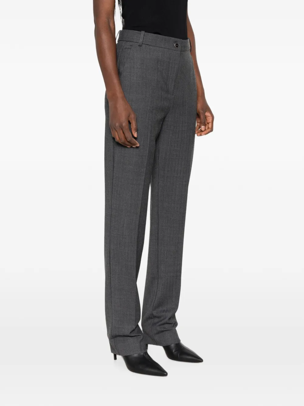 PINKO Broek met visgraatpatroon en logopatch Grijs