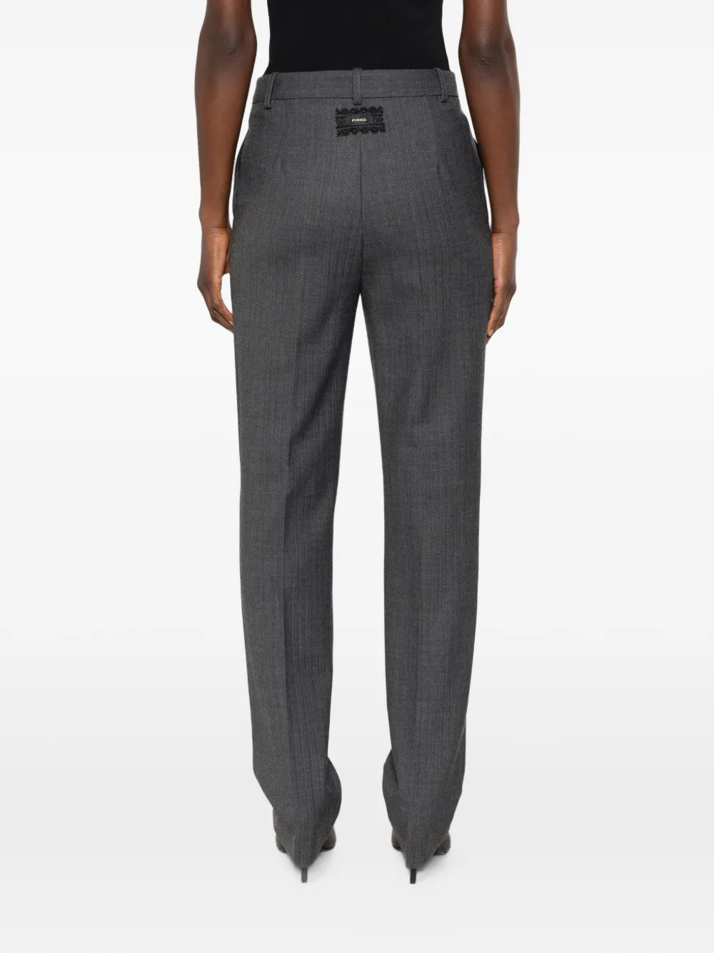 PINKO Broek met visgraatpatroon en logopatch Grijs