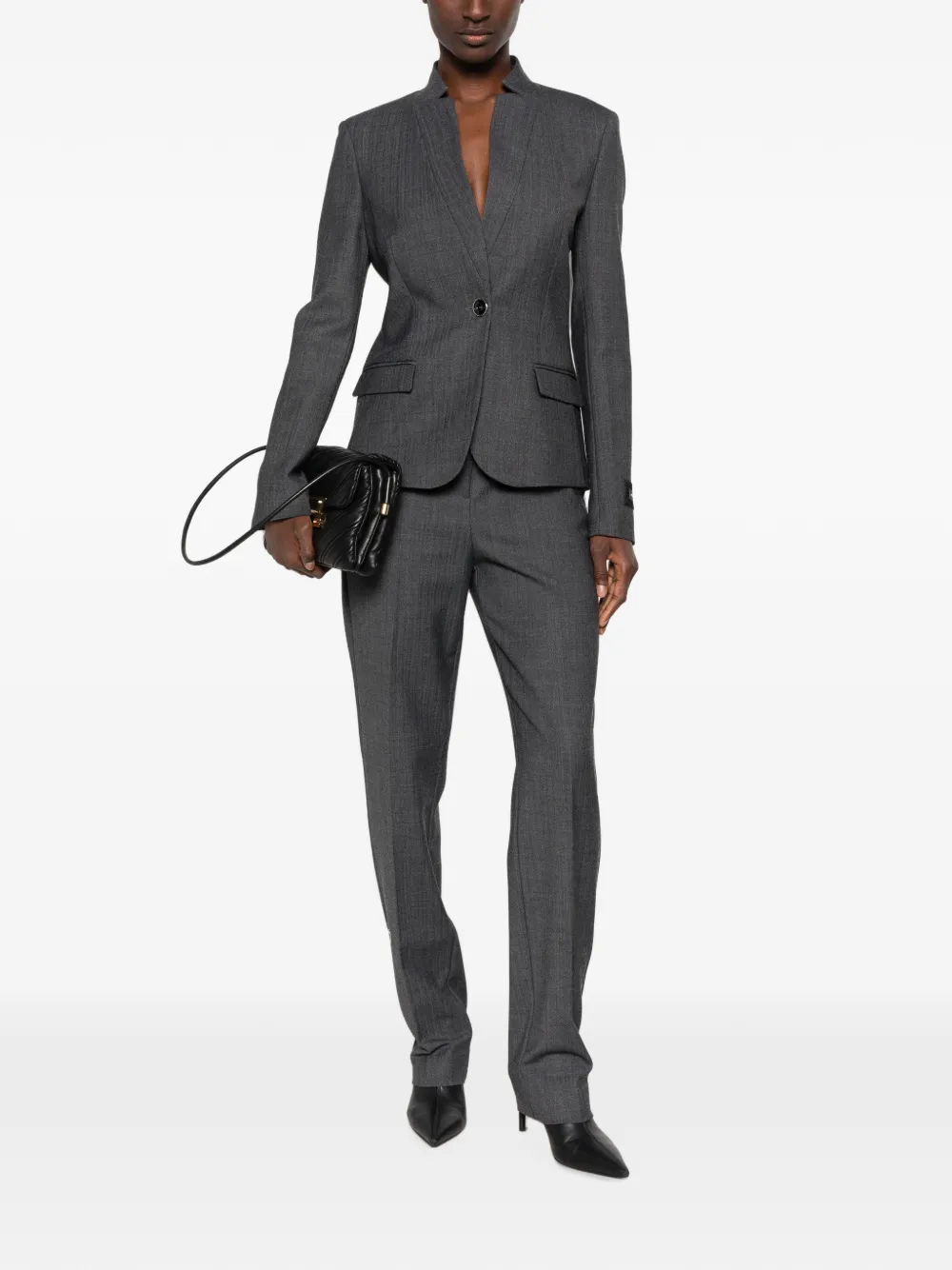 PINKO Broek met visgraatpatroon en logopatch Grijs