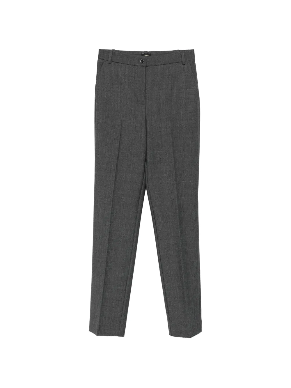 PINKO herringbone-pattern logo-patch trousers - Grey