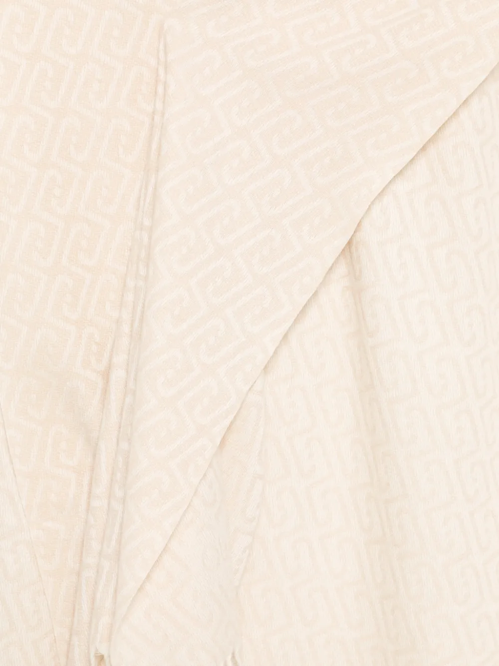 LIU JO monogram-pattern fringed scarf Beige