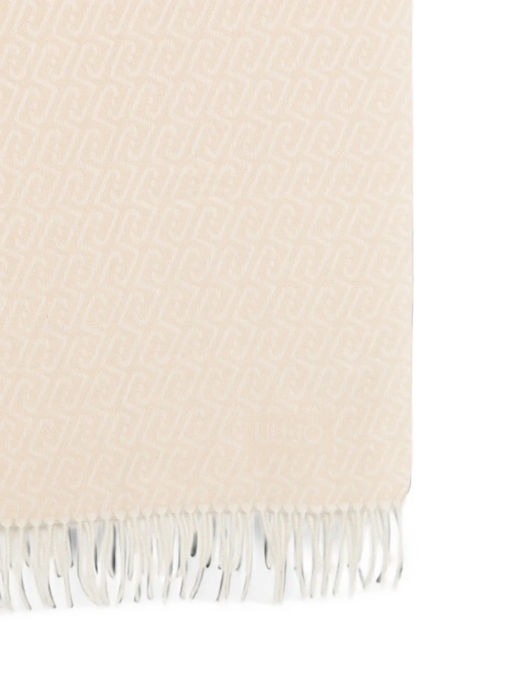 LIU JO monogram-pattern fringed scarf Beige