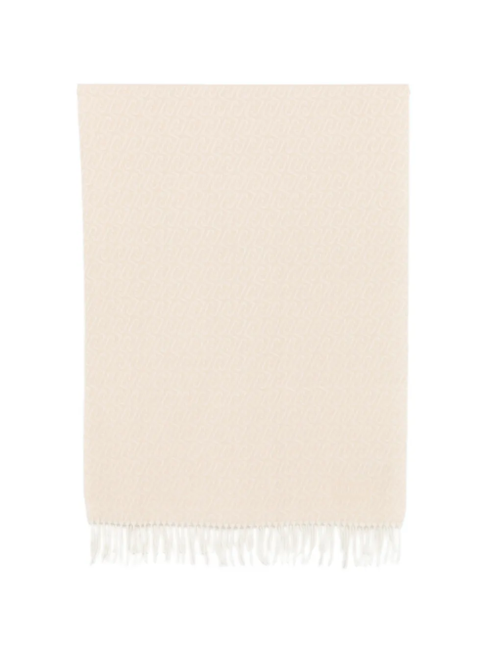LIU JO monogram-pattern fringed scarf Beige
