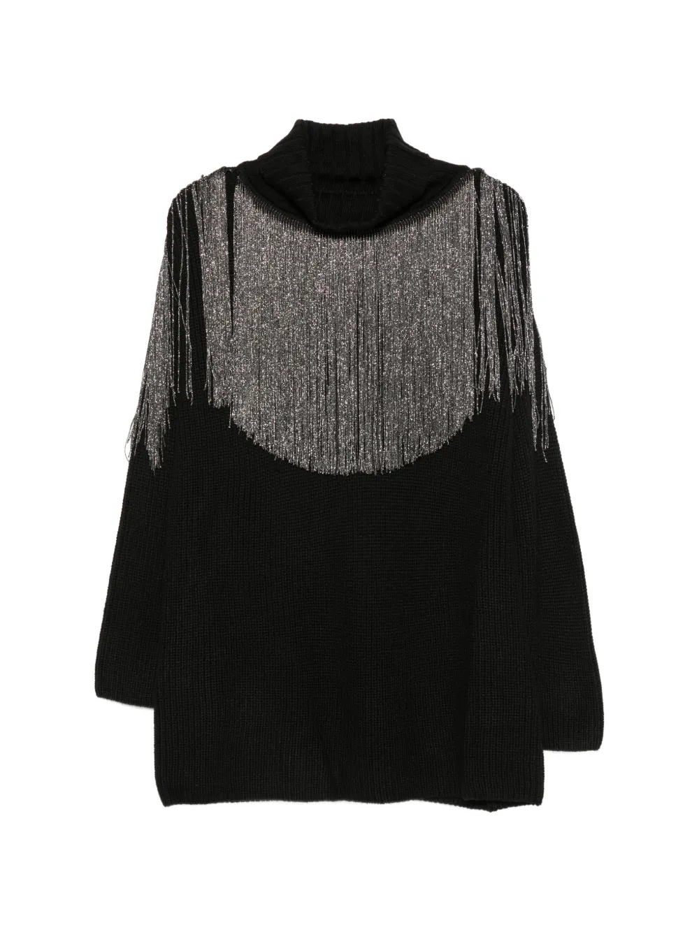 PINKO fringe-detail roll-neck knit - Schwarz