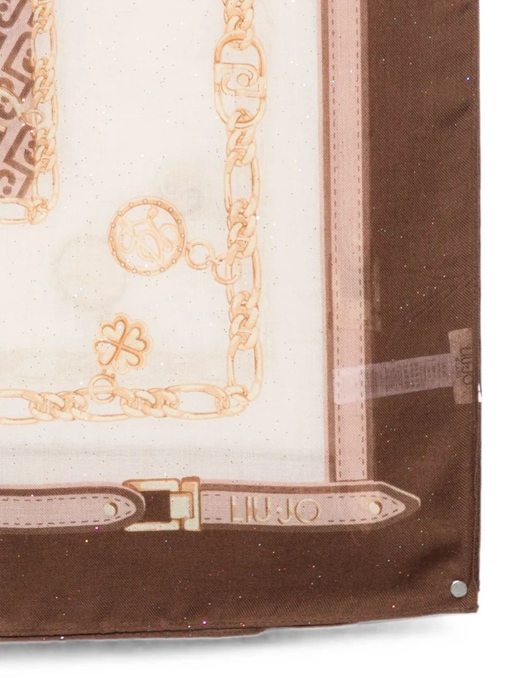 LIU JO Sjaal met schakelketting en logoprint Beige