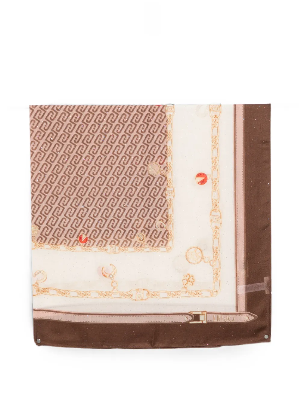 LIU JO logo-print chain-link scarf - Nude
