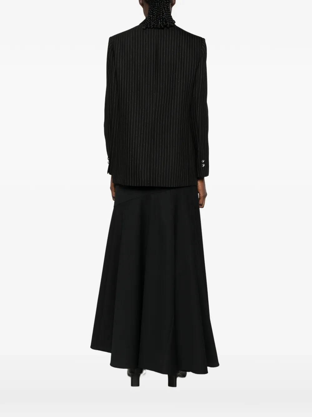 Elisabetta Franchi Blazer met krijtstreep en gekerfde revers Zwart