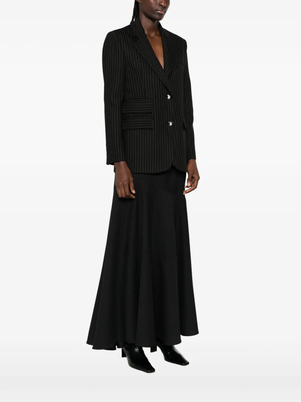 Elisabetta Franchi Blazer met krijtstreep en gekerfde revers Zwart