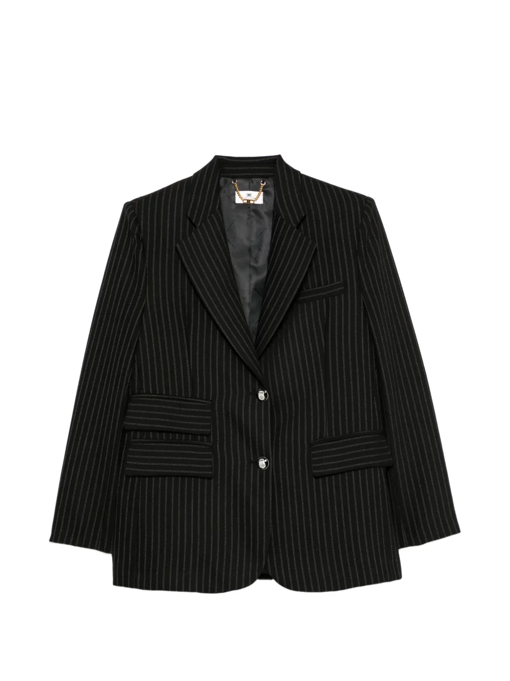 Elisabetta Franchi pinstripe-pattern notched-lapels blazer - Schwarz