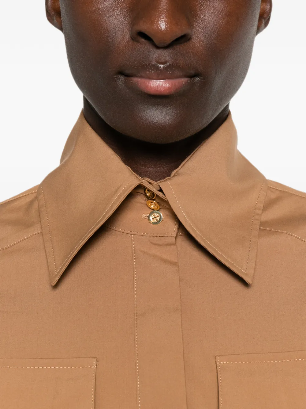 Elisabetta Franchi Blouse met klepzakken Beige