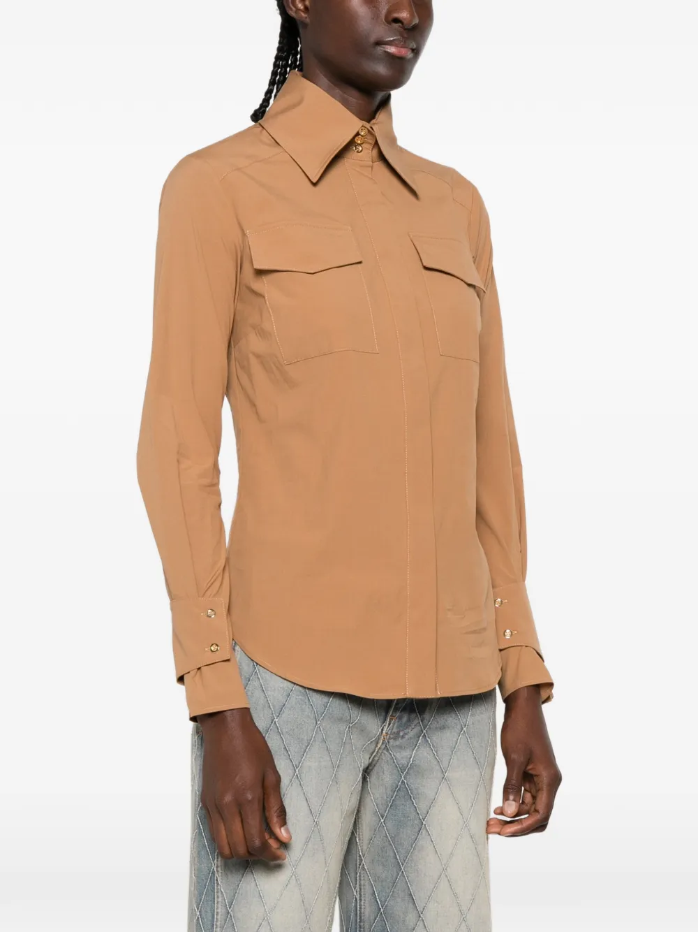 Elisabetta Franchi Blouse met klepzakken Beige