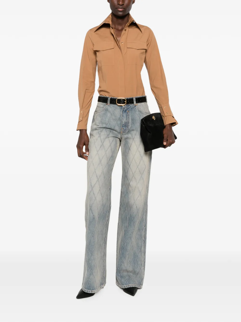 Elisabetta Franchi Blouse met klepzakken Beige