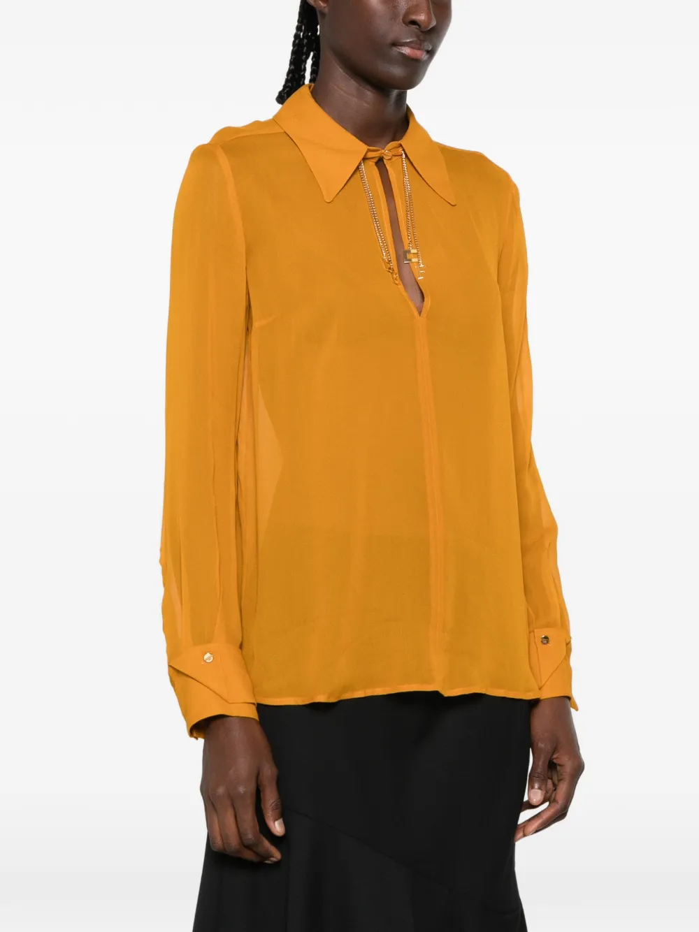 Elisabetta Franchi charm-embellished cut-out blouse Oranje
