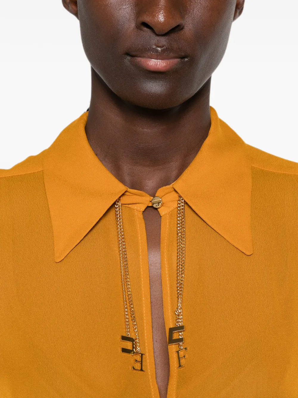 Elisabetta Franchi charm-embellished cut-out blouse Oranje