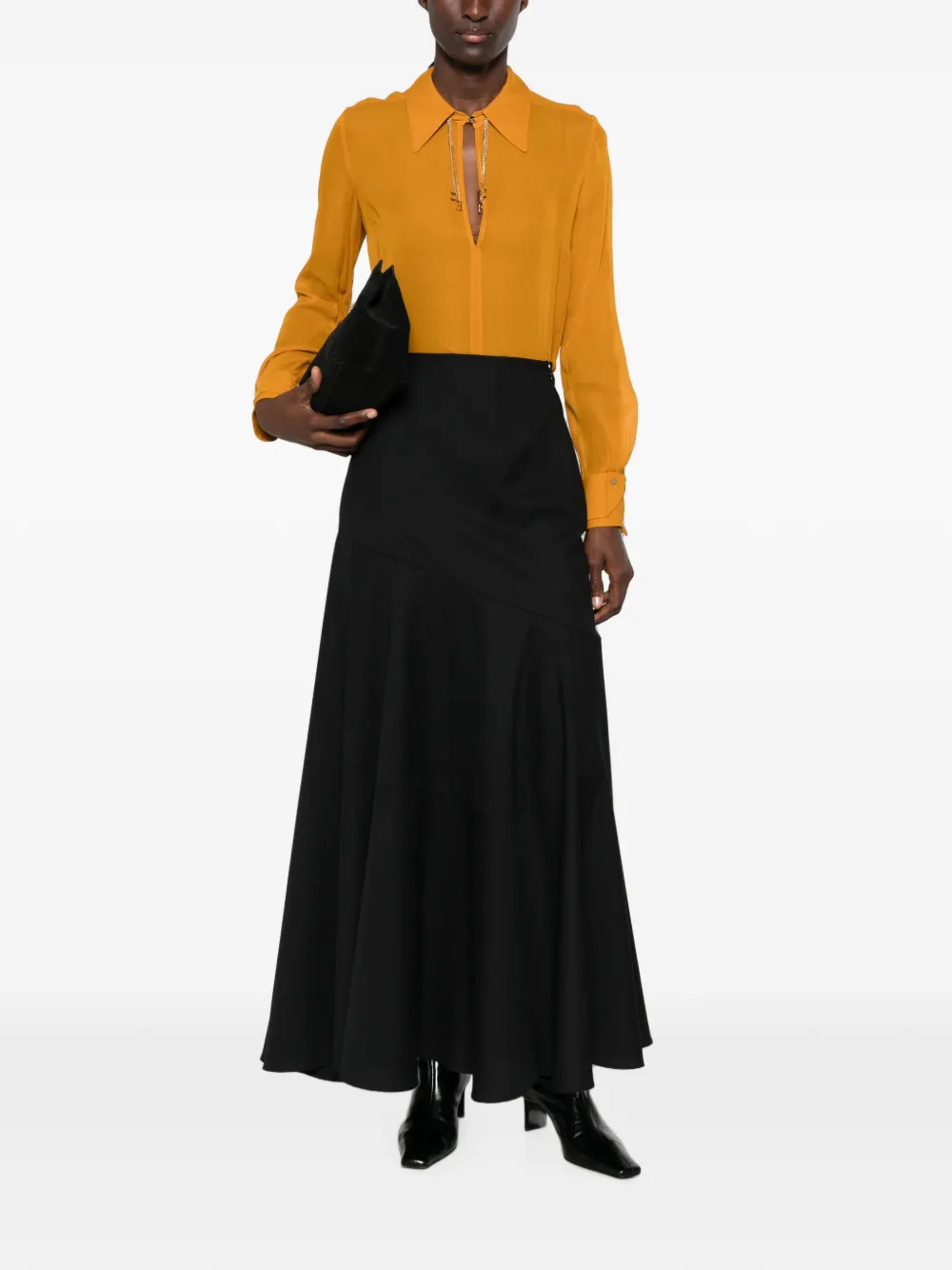 Elisabetta Franchi charm-embellished cut-out blouse Oranje