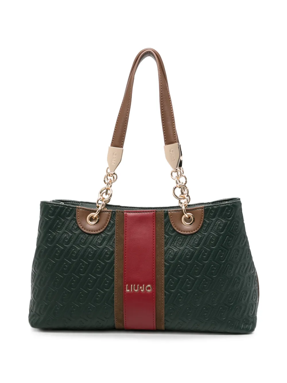 LIU JO monogram-embossed panelled tote bag - Verde