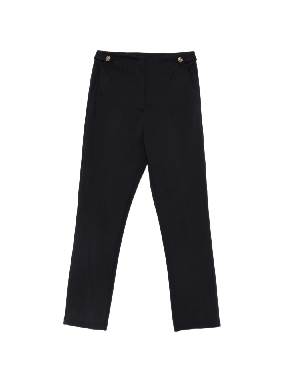 Liu •jo Herringbone Button-detail Trousers In Blue