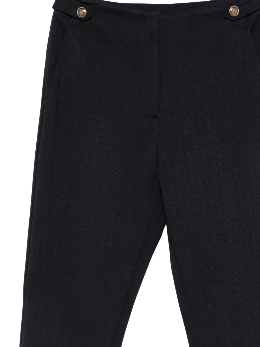 LIU JO Broek met visgraat-patroon en knoopdetail Blauw