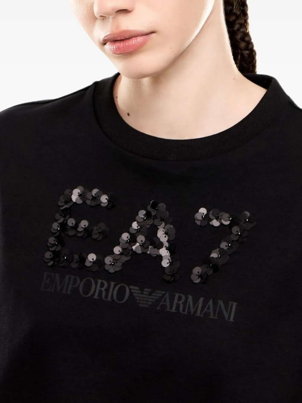 Ea7 Emporio Armani T-shirt met pailletten Zwart