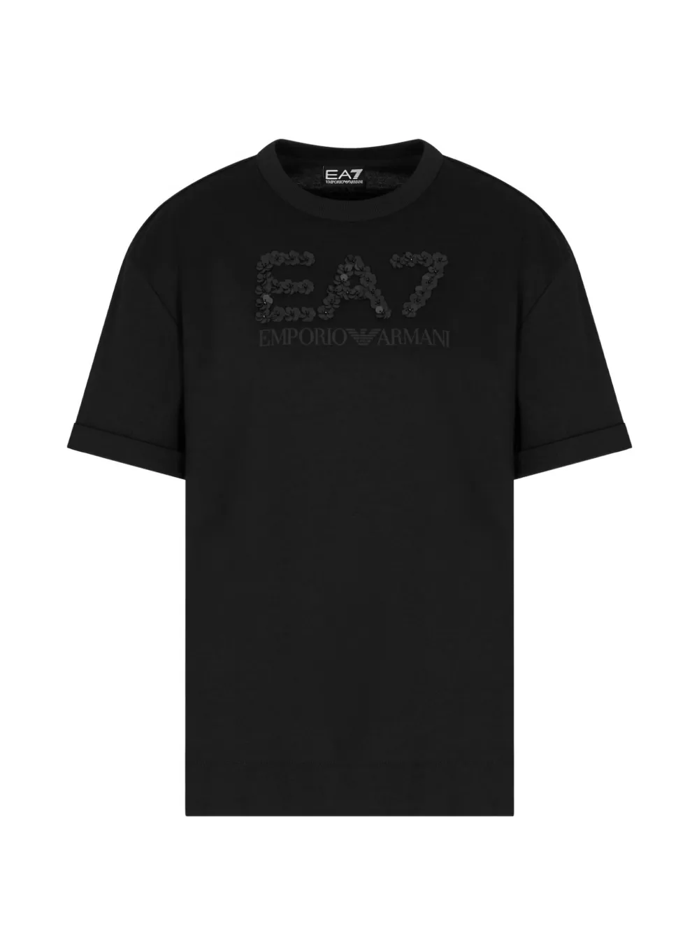 Ea7 Emporio Armani sequin-embellished logo T-shirt - Nero