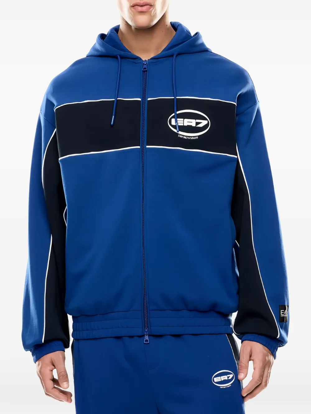 Ea7 Emporio Armani logo-print zip-up hoodie - Blu