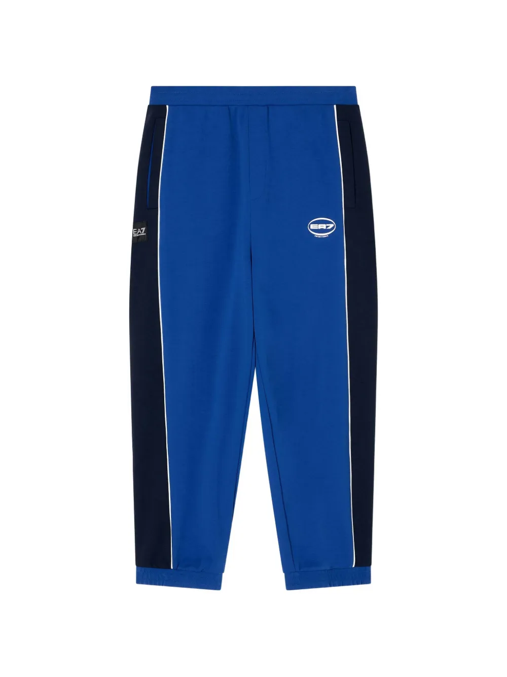 Ea7 Emporio Armani logo-print side-stripe track pants - Blu
