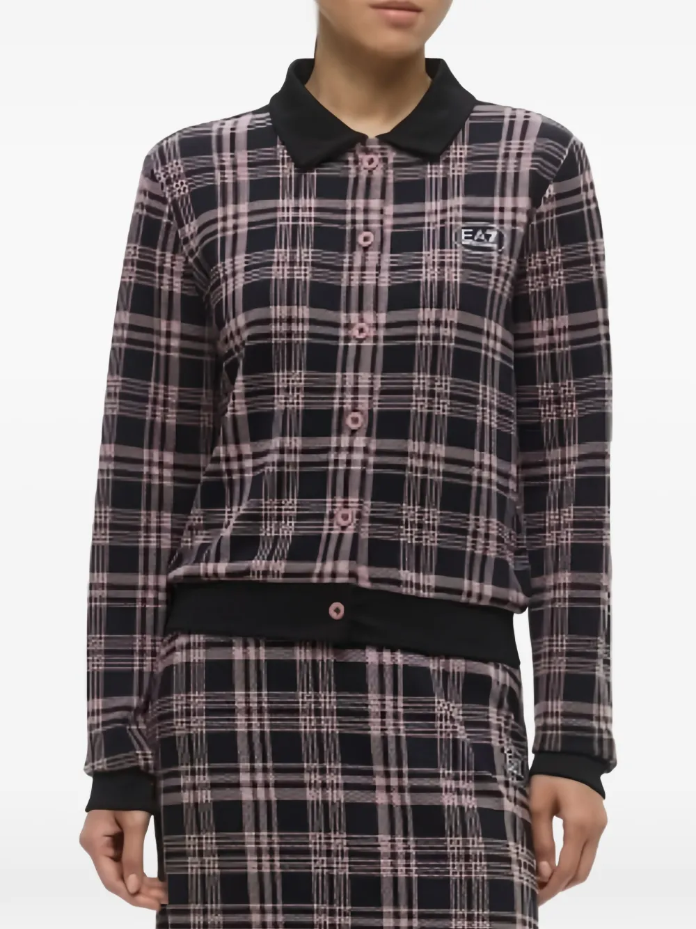 Ea7 Emporio Armani check-print button-up jacket - Nero
