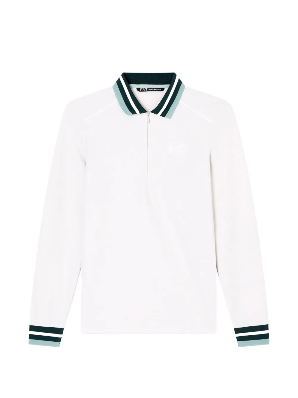 Ea7 Emporio Armani Golf Pro striped-trim zip-fastening polo top - Weiß